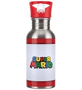 Paladone Super Mario Metal Water Bottle with Straw - Officially Licensed Merchandise