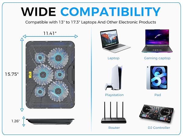 lightweight computer cooling pad for laptop blue lights 6 fans cooler fans heat dissipation