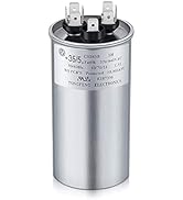 Frienda 35+5 MFD 35/5 uf ±6% 370V or 440V VAC Dual Run Round Capacitor, 35 5 Start Capacitor for ...