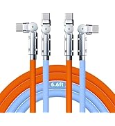 USB-C to USB-C Cable 2 Pack 6.6ft 180°Rotating Charger Cord Type C Chubby Silicone USB C to C Cab...