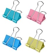 Ufmarine Medium Binder Clips 1.25 inch Length, Colorful, for Office (40 Pcs)