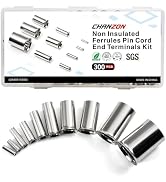 Chanzon 300pcs Non Insulated Wire Ferrules Kit for 2/0-16AWG Cable Pure Copper Electrical Crimp C...