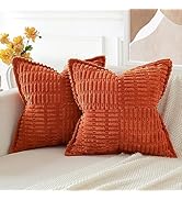 OTOSTAR Pack of 2 Corduroy Soft Decorative Throw Pillow Covers with Splicing 18 x 18 Inch Boho St...