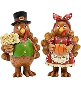 KnomeKo Thanksgiving Decorations Turkey Figurines Couple Resin 2Packs | Thanksgiving Decor Shelf ...