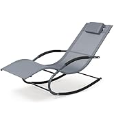 mansion home Outdoor Lounge Chair with Pillow, Chaise Lounge Chair for Patio, Lawn, Pool, Grayish...