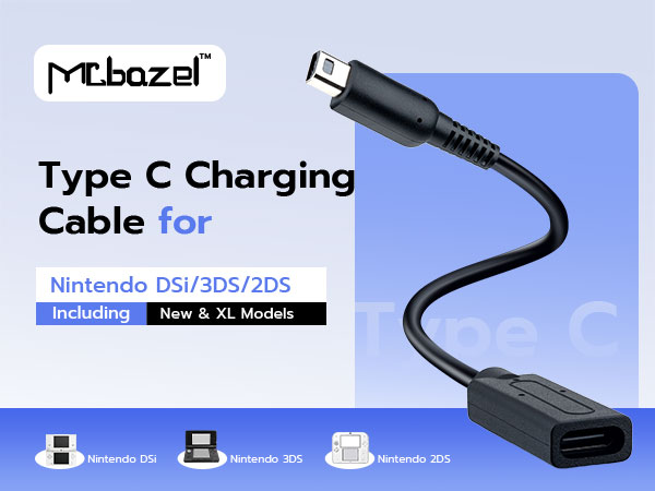 Mcbazel Type C Charging Cable for Nintendo DSi/3DS/2DS – Including New &amp;amp; XL Models