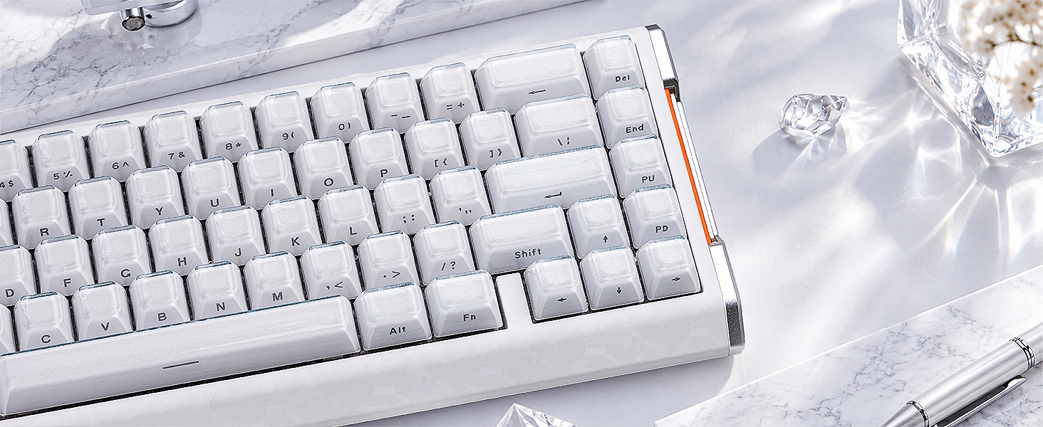 Translucent Crystal Keycaps, Jelly Clear Keycaps, Custom Crystal White Keycaps Set