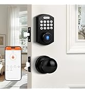 Probrico Smart Fingerprint Door Lock for Front Door,Electronic Keyless Entry Door Lock Deadbolt w...