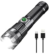 XURLEQ 600000 Hign Lumen Handheld Flashlight Rechargeable LED Tactical Flashlight with 5 Modes Wa...