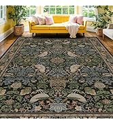 Hazo Haus Dark Living Room Rug 8x10 - Large Washable Floral Area Rugs for Dining Room Under Table...