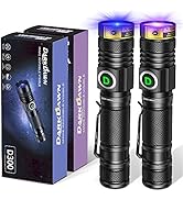 DARKDAWN UV Flashlight 365nm & 395nm Light USB Rechargeable Ultraviolet LED Blacklight Woods Lamp...