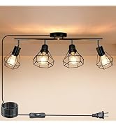 HiBay Plug in Track Lighting Fixtures Ceiling, Adjustable 4-Light Track Light Black, Directional ...