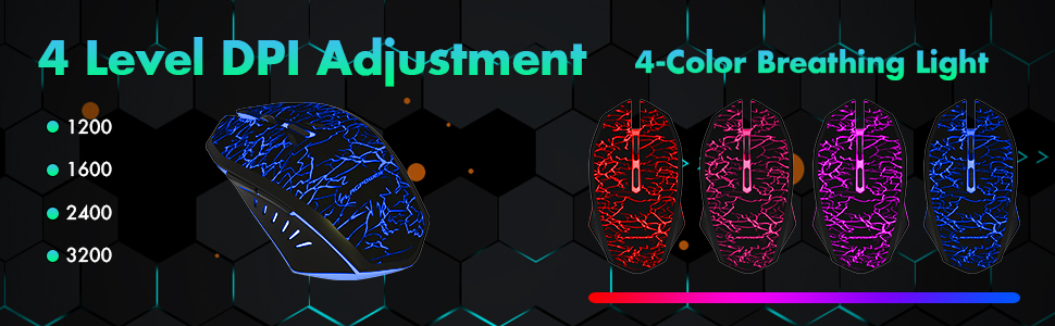 The Mouse Has 4 DPI Levels and 4 Breathing Light Colors