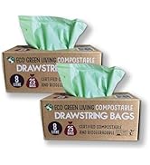 Eco Green Living Drawstring Bin Liners, Designed to Break Down Naturally Bin Bags Suitable for Of...