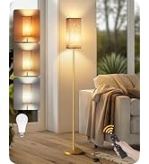 GOEBLESON 64.6” Dimmable Floor Lamp for Living Room with Remote and Foot Switch, Corner Floor Lam...