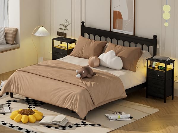 LED Nightstand with Charging Station