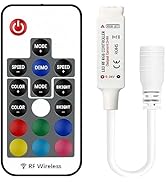 VIPMOON RF Wireless Remote Led Controller Dimmer 17-Key DC 5V/12V/24V 12A RGB LED Controller for ...