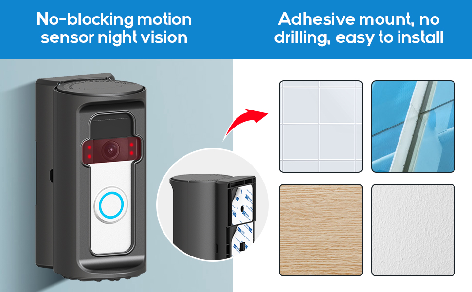 No-Drill Mount Compatible with Most Video doorbell