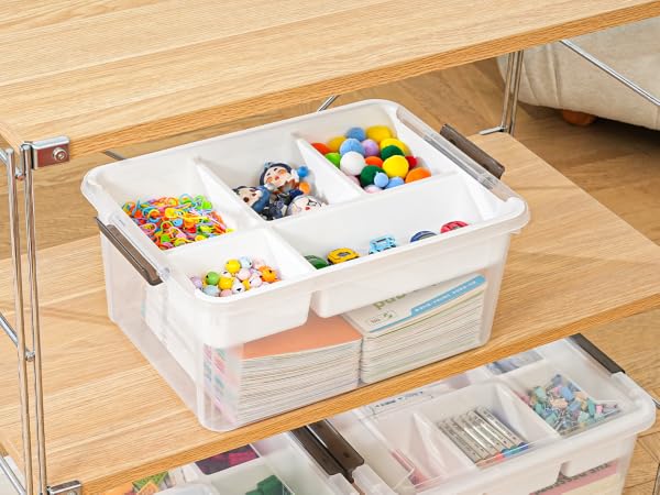 Plastic Storage Box with Removable Tray Craft Organizers and Storage Clear Storage Container