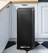 happimess Open Soft Close Step Trash Can, 7.9 Gallon, Black