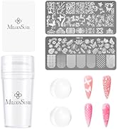 MelodySusie Nail Stamper Kit, Silicone French Tip Stamp Tool, 1PC Stamper with 1PC Scrapers, 2PCS...