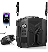 Portable Personal Waist Fan Rechargeable, 10000mAh 5 Speeds 13500RPM Strong Airflow, LED Light &amp; ...