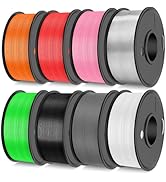 TECBEARS PLA 3D Printer Filament Pack, 250g PLA Filament 1.75mm, 0.25kg Each Spool, Total 2kg, 8 ...