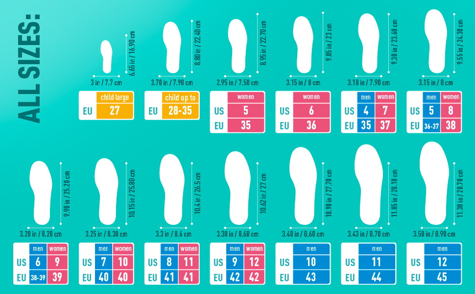 Insole size chart