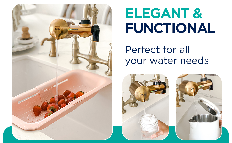 Brass Gold Faucet Mount Water Filter