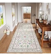 Amearea Pink Runner Rugs for Hallway, 2x6 Feet Area Rugs for Bedroom Girls, Washable Floral Colle...