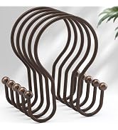 AmazerBath Bronze Shower Curtain Hooks Shower Curtain Rings, Simple Double Hook Shower Curtain Ho...