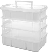 CraftGenes Plastic Storage Bins – 4-Layer Durable Storage Containers for Arts and Crafts Supplies...