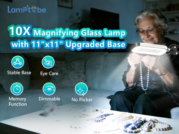 Desk magnifying lamp magnifying glass with light for crafts with Square stand clamp