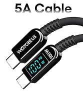 WOTOBEUS 6.5ft Zinc Alloy+Silicone USB C to USB C Fast Charging Cable with LED Display, Type C Co...