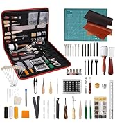 386 pcs Advanced Leather Sewing Tools and Supplies with Carrying Organizer Cutting Mat Stamping T...