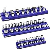 Magnetic Socket Organizer Set, HORUSDY 3-Piece Magnetic Socket Holder, 1/4", 3/8", 1/2" SAE Holds...