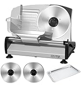 OSTBA Meat Slicer with Quiet DC Motor, 200W Electric Deli Slicer, Dual 7.5'' Stainless Steel Blad...