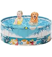 Foldable Swimming Pool for Kids 48"x18" Portable Hard Plastic Dog Pool Anti-Slip Collapsible Pets...