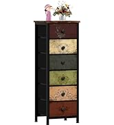 VASICAR Tall Dresser with 6 Drawers, Pattern Storage Drawer Units, Storage Tower Units, Fabric Dr...