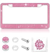 Bling Diamond License Plate Frame,Universal Stainless Steel License Plate Holder Fits U.S. Standa...