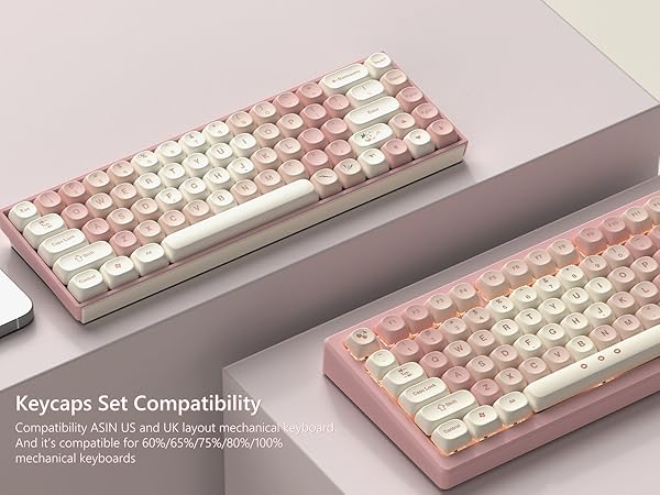 PBT Keycaps 60 65 75 100 Percent, MOA Keycaps Dye-Sublimation, Custom Keyboard Key caps Set