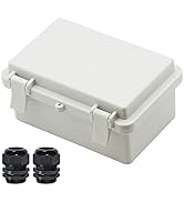 Zulkit IP65 Waterproof ABS Plastic Electrical Box - Hinged Shell, 2 Cable Glands, 5.9 x 3.9 x 2.8...