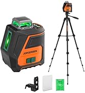 JORGENSEN 360° Laser Level with Tripod, 100 FT Rechargeable Self Leveling Cross Line Laser Levele...
