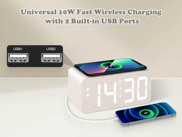 Universal 10W Fast Wireless Charging with 2 Built-in USB Ports