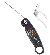 BRAPILOT Digital Meat Thermometer Rechargeable,Waterproof Kitchen Cooking Thermometer Probe,2-3S ...