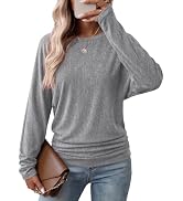 WIHOLL Womens Long Sleeve Shirts Ruched Hem Fall Tops Lightweight Sweaters | Dolman Sleeves, Side...