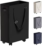 Slim Rolling Laundry Basket, Slim Laundry Hamper with Wheels and Adjustable Long Handles, 45L Sma...