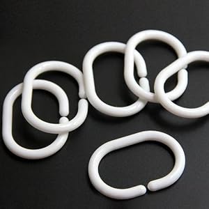 12 plastic hooks for shower curtain