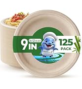 biocean 9 Inch Plates [125 Pack] - Heavy Duty Brown Paper Plate, Disposabe Plates