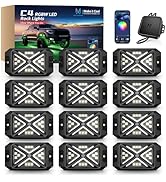 MICTUNING C4 RGBW Rock Lights Kit, 12 Pods 360° Ultra-Bright 4-Sided Wide Beam Angle Underglow Ne...